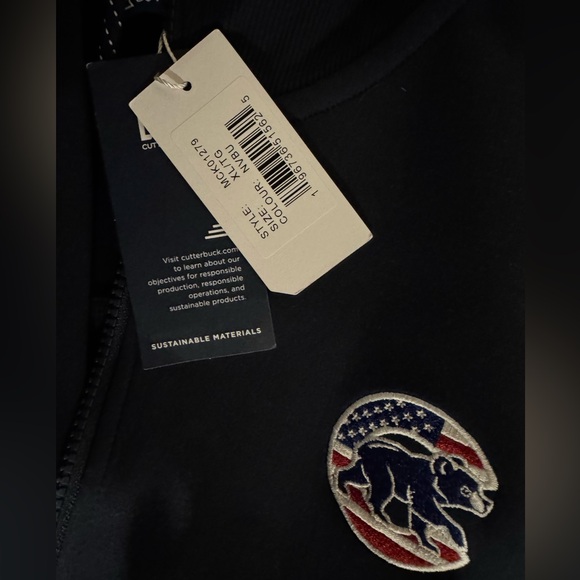 Chicago Cubs Cutter & Buck Stars & Stripes Roam Eco Half-Zip Pullover Hoodie XL - Picture 4 of 4